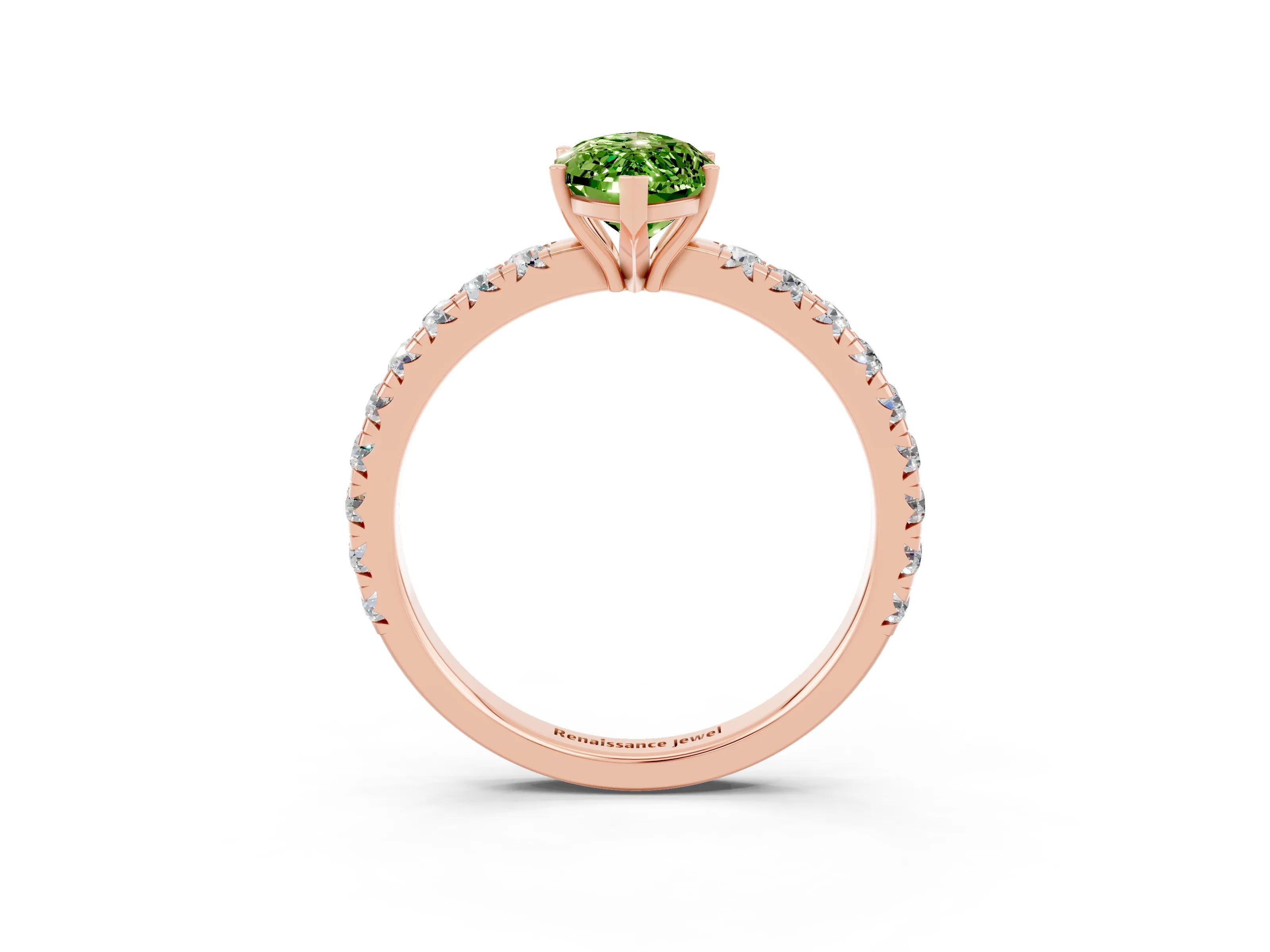 Rose gold Marquise Cut Peridot Pavé Solitaire Engagement Ring with Four-Prong Setting_15