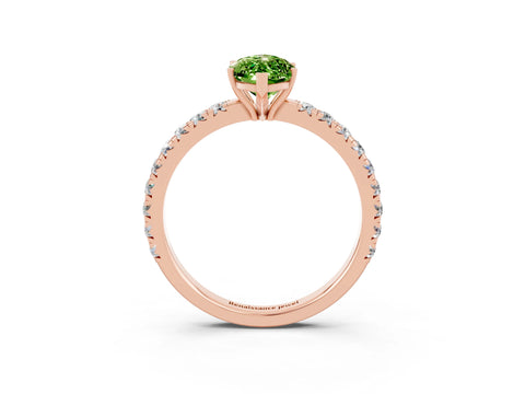 Rose gold Marquise Cut Peridot Pavé Solitaire Engagement Ring with Four-Prong Setting_15