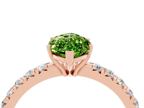 Rose gold Marquise Cut Peridot Pavé Solitaire Engagement Ring with Four-Prong Setting_16