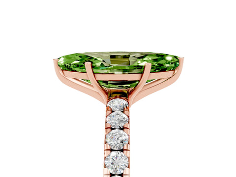 Rose gold Marquise Cut Peridot Pavé Solitaire Engagement Ring with Four-Prong Setting_17