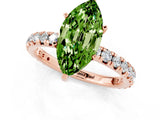 Rose gold Marquise Cut Peridot Pavé Solitaire Ring with Round Band and Prong Setting_25