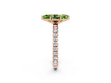 Rose gold Marquise Cut Peridot Pavé Solitaire Ring with Round Band and Prong Setting_26