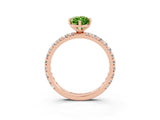 Rose gold Marquise Cut Peridot Pavé Solitaire Ring with Round Band and Prong Setting_27