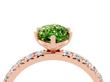 Rose gold Marquise Cut Peridot Pavé Solitaire Ring with Round Band and Prong Setting_28