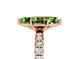 Rose gold Marquise Cut Peridot Pavé Solitaire Ring with Round Band and Prong Setting_29