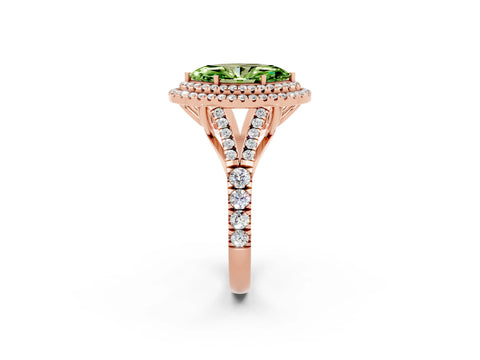 Rose gold Marquise Cut Peridot Pavé Split Shank Double Halo Engagement Ring_2