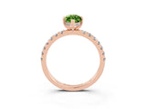 Rose gold Marquise Cut Peridot Pave Band Solitaire Ring with Four-Prong Setting_15