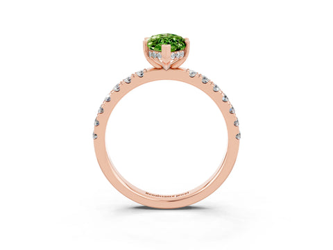 Rose gold Marquise Cut Peridot Pave Band Solitaire Ring with Four-Prong Setting_15