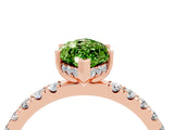 Rose gold Marquise Cut Peridot Pave Band Solitaire Ring with Four-Prong Setting_16