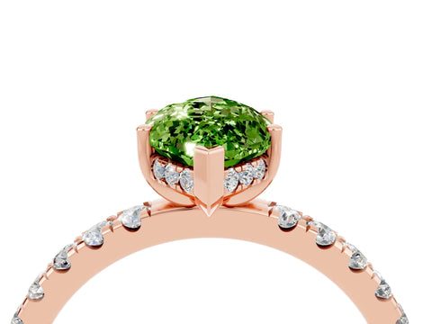 Rose gold Marquise Cut Peridot Pave Band Solitaire Ring with Four-Prong Setting_16