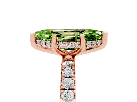 Rose gold Marquise Cut Peridot Pave Band Solitaire Ring with Four-Prong Setting_17