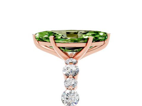 Rose gold Marquise Cut Peridot Prong Set Engagement Ring with Pavé Band_5