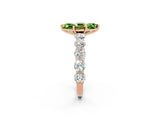 Rose gold Marquise Cut Peridot Prong Setting with Side Stones on a Pave Band_2