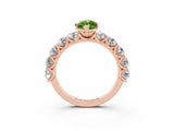 Rose gold Marquise Cut Peridot Prong Setting with Side Stones on a Pave Band_3