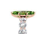 Rose gold Marquise Cut Peridot Prong Setting with Side Stones on a Pave Band_5
