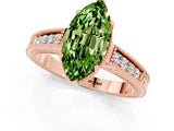 Rose gold Marquise Cut Peridot Ring with Milgrain Pavé Band and Four-Prong Setting_13
