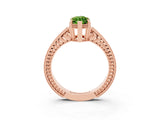 Rose gold Marquise Cut Peridot Ring with Milgrain Pavé Band and Four-Prong Setting_15