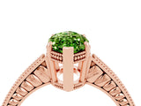 Rose gold Marquise Cut Peridot Ring with Milgrain Pavé Band and Four-Prong Setting_16