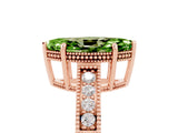 Rose gold Marquise Cut Peridot Ring with Milgrain Pavé Band and Four-Prong Setting_17