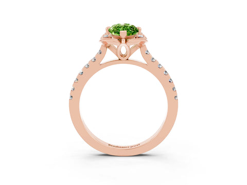 Rose gold Marquise Cut Peridot Ring with Pavé Band and Floral Prong Setting_3
