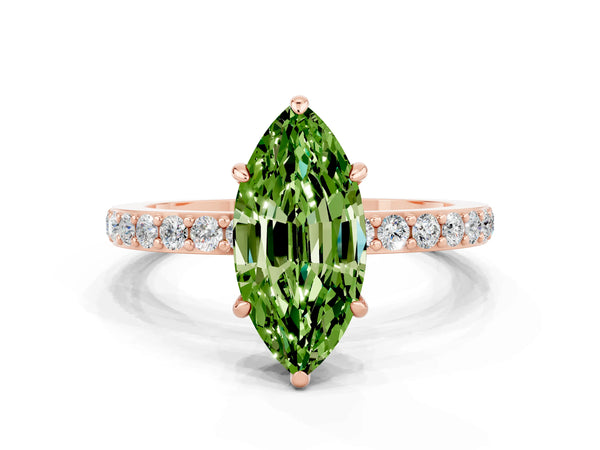 Rose gold Marquise Cut Peridot Pavé Engagement Ring with Round  Accents and Prong Setting