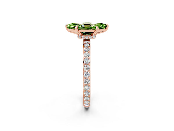 Rose gold Marquise Cut Peridot Pavé Engagement Ring with Round  Accents and Prong Setting