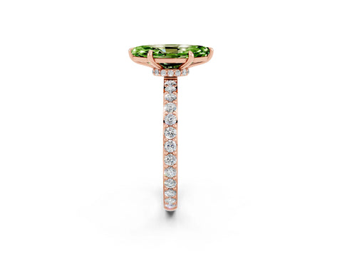 Rose gold Marquise Cut Peridot Ring with Pavé Band and Four-Prong Setting_2