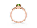 Rose gold Marquise Cut Peridot Ring with Side Stones and Four-Prong Setting_39
