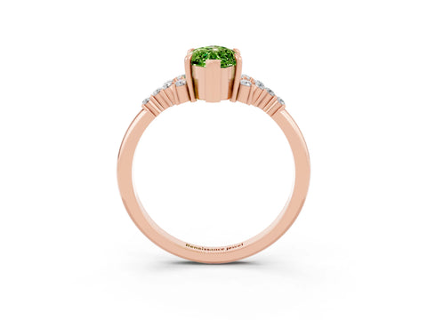 Rose gold Marquise Cut Peridot Ring with Side Stones and Four-Prong Setting_39
