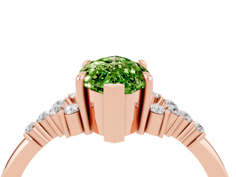 Rose gold Marquise Cut Peridot Ring with Side Stones and Four-Prong Setting_40