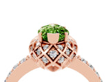 Rose gold Marquise Cut Peridot Scalloped Halo Engagement Ring with Round Shared Prong Band_16