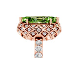 Rose gold Marquise Cut Peridot Scalloped Halo Engagement Ring with Round Shared Prong Band_17