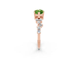 Rose gold Marquise Cut Peridot Scattered Round Accent Ring with Prong Setting_14