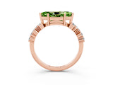 Rose gold Marquise Cut Peridot Scattered Round Accent Ring with Prong Setting_15