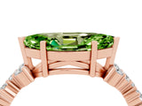 Rose gold Marquise Cut Peridot Scattered Round Accent Ring with Prong Setting_16