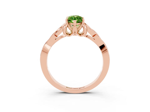 Rose gold Marquise Cut Peridot Solitaire Celtic Knot Ring with Four-Prong Setting_15
