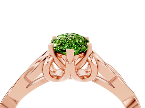 Rose gold Marquise Cut Peridot Solitaire Celtic Knot Ring with Four-Prong Setting_16