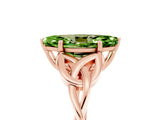 Rose gold Marquise Cut Peridot Solitaire Celtic Knot Ring with Four-Prong Setting_17