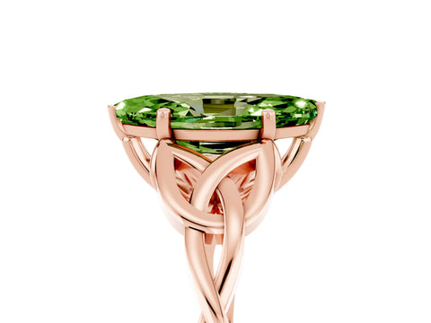 Rose gold Marquise Cut Peridot Solitaire Celtic Knot Ring with Four-Prong Setting_17