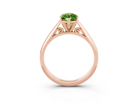 Rose gold Marquise Cut Peridot Solitaire Engagement Ring with Cathedral Setting and Four-Prong Mount_15