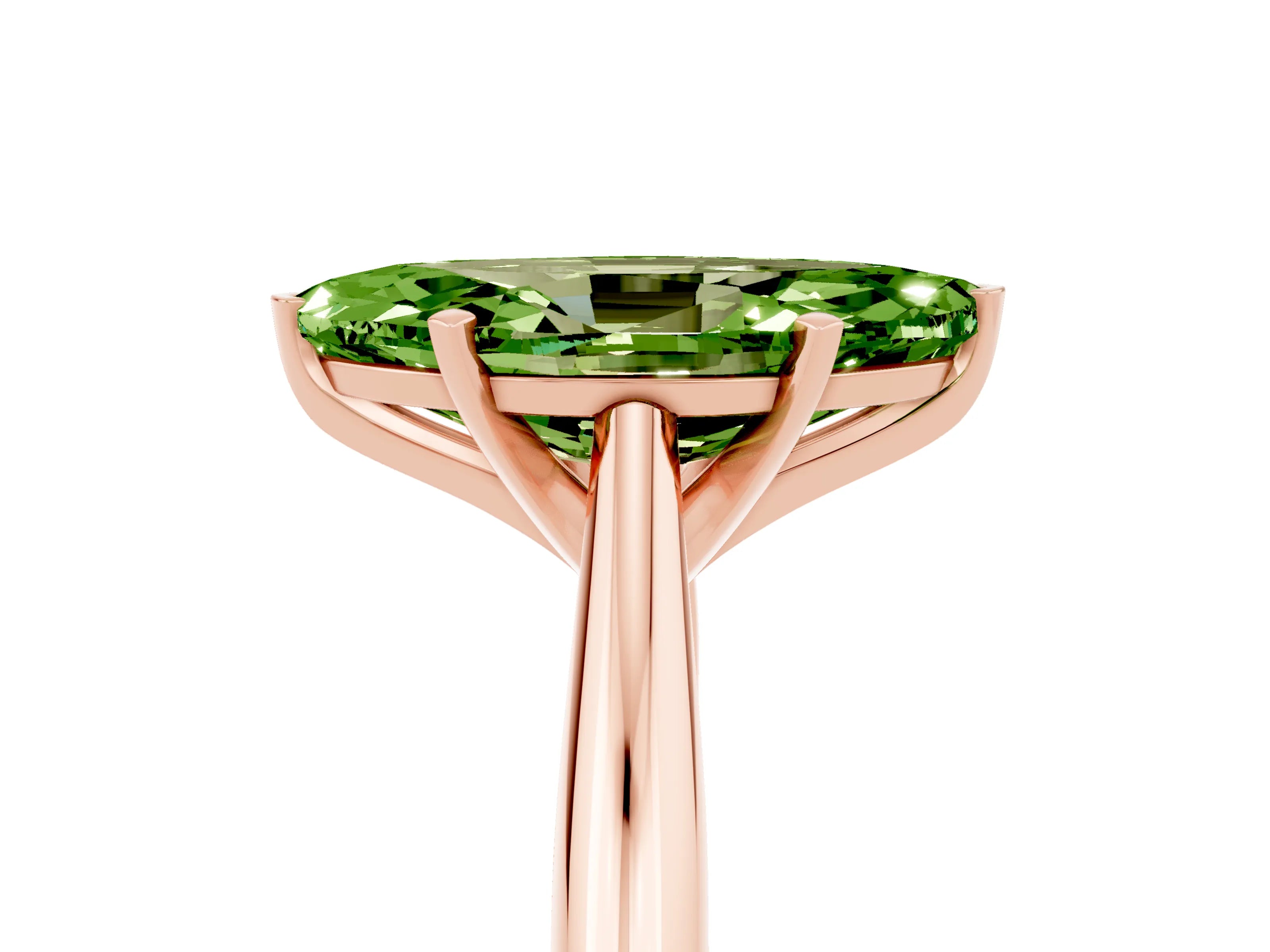 Rose gold Marquise Cut Peridot Solitaire Engagement Ring with Cathedral Setting and Four-Prong Mount_17