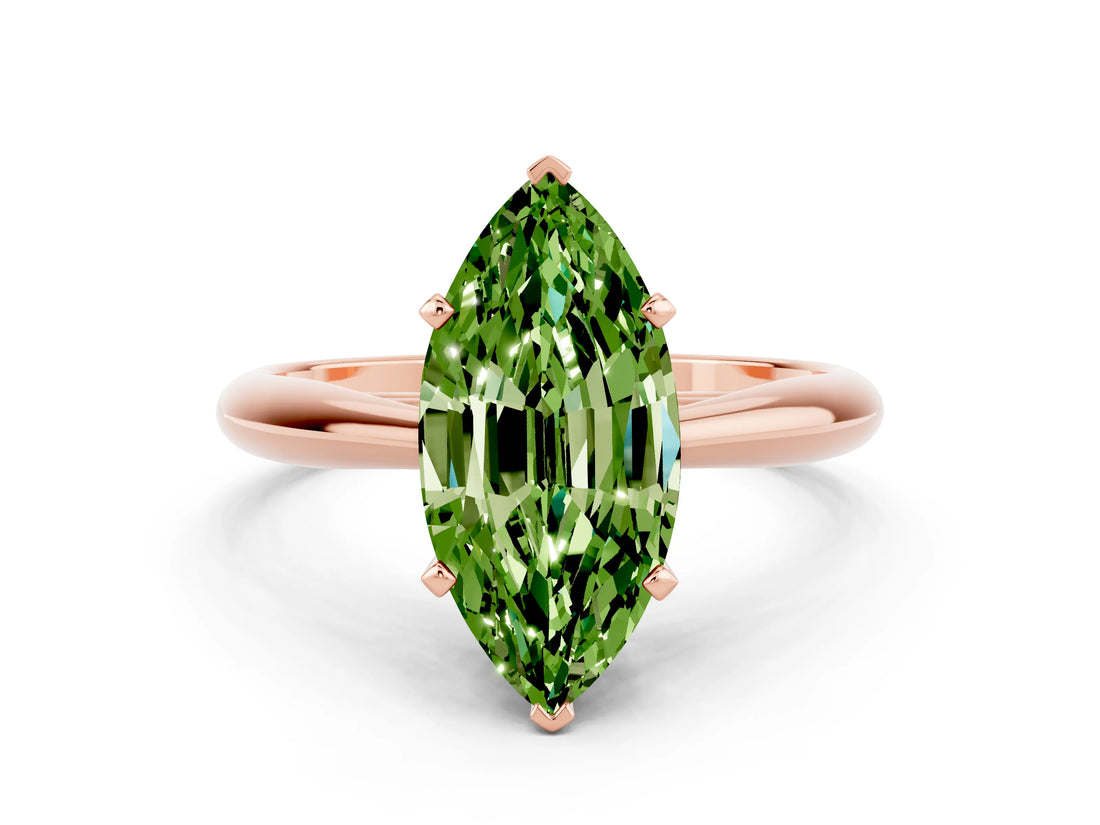 Rose gold Marquise Cut Peridot Solitaire Engagement Ring with Cathedral Setting and Four-Prong Mount_72