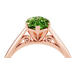 Rose gold Marquise Cut Peridot Solitaire Engagement Ring with Cathedral Setting and Four-Prong Mount_76