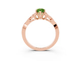 Rose gold Marquise Cut Peridot Solitaire Engagement Ring with Celtic Knot Band and Four-Prong Setting_3