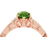 Rose gold Marquise Cut Peridot Solitaire Engagement Ring with Celtic Knot Band and Four-Prong Setting_4