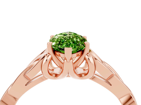 Rose gold Marquise Cut Peridot Solitaire Engagement Ring with Celtic Knot Band and Four-Prong Setting_4
