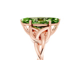 Rose gold Marquise Cut Peridot Solitaire Engagement Ring with Celtic Knot Band and Four-Prong Setting_5
