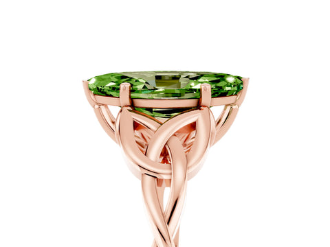 Rose gold Marquise Cut Peridot Solitaire Engagement Ring with Celtic Knot Band and Four-Prong Setting_5