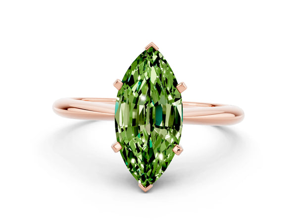 Rose gold Marquise Cut Peridot Solitaire Engagement Ring with Classic Band and Four-Prong Setting