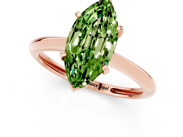 Rose gold Marquise Cut Peridot Solitaire Engagement Ring with Classic Band and Four-Prong Setting
